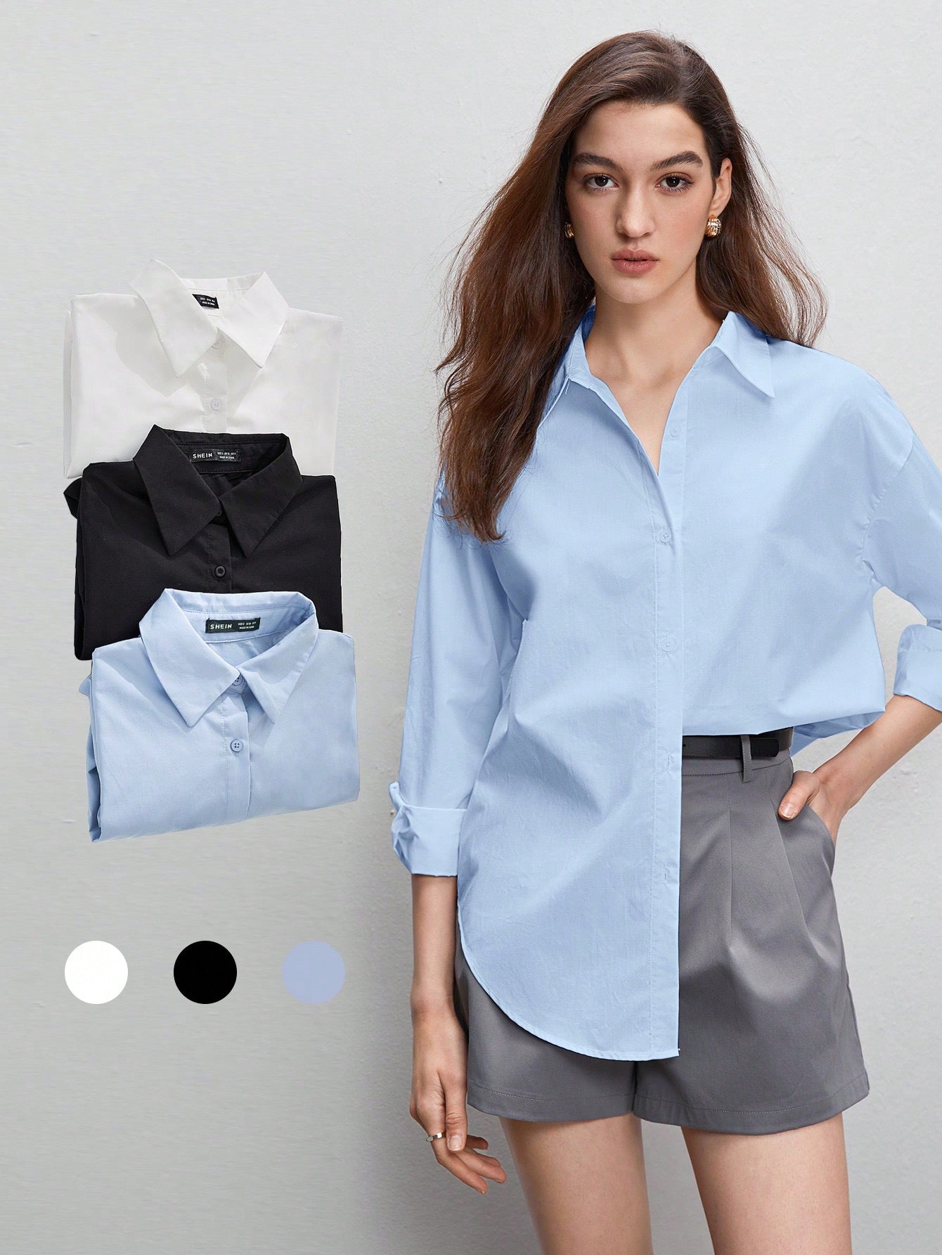 CAMISA AZUL MANGA LARGA CASUAL