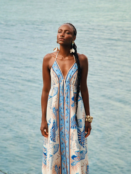 VESTIDO PLAYERO CON ESTAMPADO