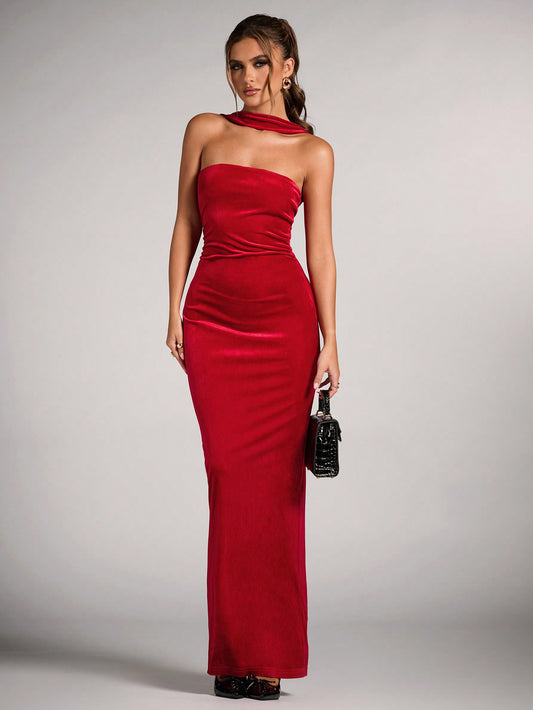 VESTIDO LARGO TUBO DE TERCIOPELO