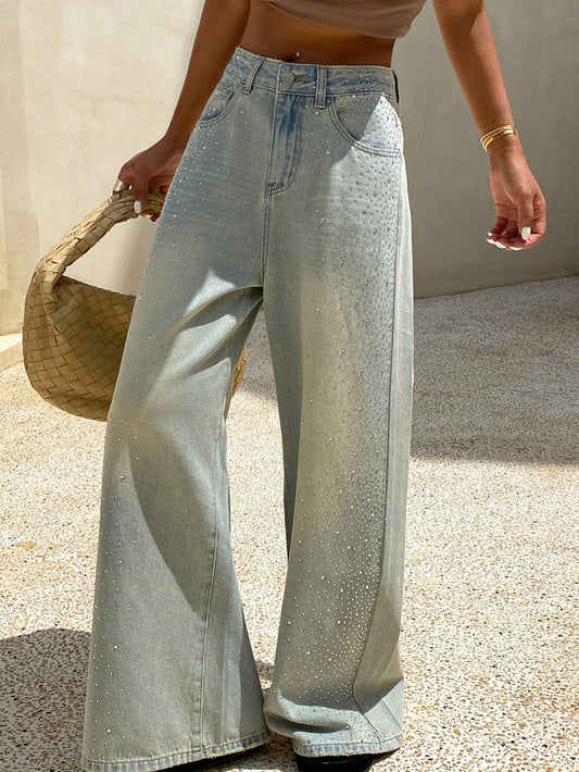 SEQUIN WIDE LEG JEANS