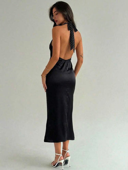 VESTIDO LARGO DE SATÉN AJUSTADO