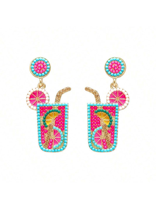 ZARCILLOS CON DISEÑO DE BEBIDA