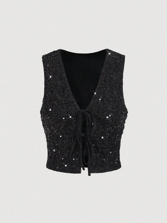 TOP TRENZADO CON BRILLO