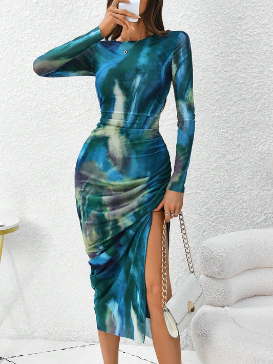 VESTIDO TIE DYE CON ABERTURA