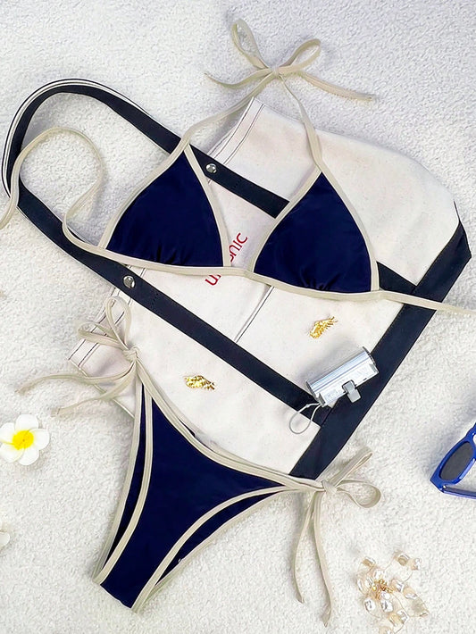 TRAJE DE BAÑO DOS PIEZAS AZUL